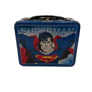 Vintage Thermos Superman Metal Lunchbox Tin 1998 DC Comics